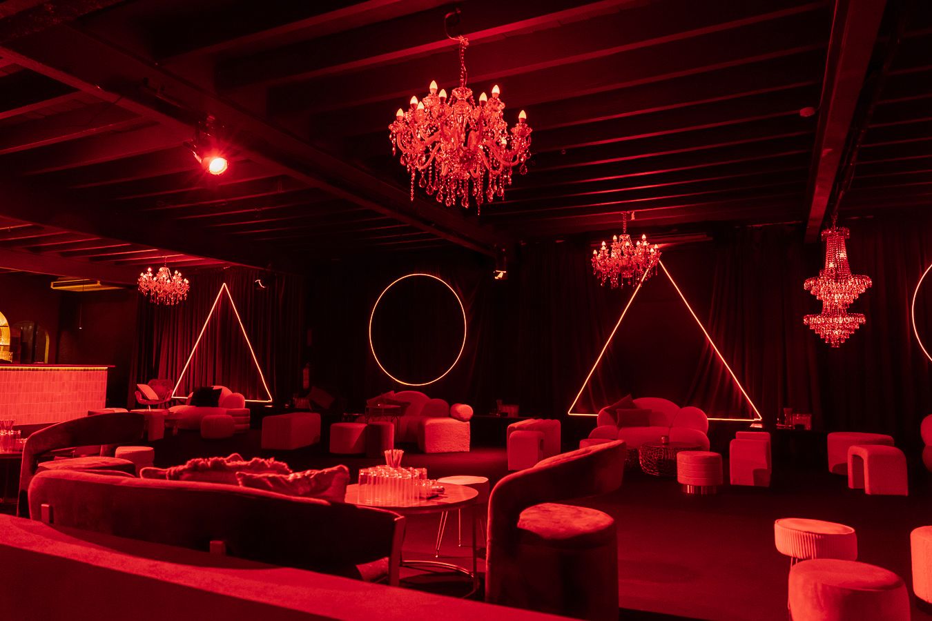 Theatrical red lounge created for a private event